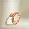 Designer Bulgarie Jewelry Baojia Precision Snake Ring Set With Diamond Snake Bone Rose Gold Female Internet Celebrity Popular Full Diamond Open Ring Personality