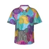 Camisas casuais masculinas colorido urso impressão camisa de férias abstrato animal havaiano masculino vintage blusas de manga curta streetwear topos