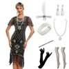 Partykleider Wepbel 1920er Jahre Vintage Pailletten Quaste Kleid Y2K Gatsby Frauen Kurzarm Bankett Ball Tanz Perlen Mantel