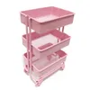 Keukenopslag 3 Tiers Mini Trolley Rack Dollhouse Iron Rolling Bookshelf Collection Accessories Miniature Cart For Kid