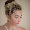 gold Birdcage Wedding Veils for Women Short Tulle Hair Clip Blusher Face Bridal Veil with Comb for Tea Party velo novia n4Jt#