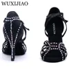 Dance Shoes WUXIJIAO Latin Women's For Ballroom Dancing Woman Flash Cloth Collocation Shine Rhinestone 5cm-10cm