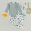 Ensembles de vêtements pour bébés filles, barboteuse à manches longues, sweat-shirt et pantalon, tenue d'hiver