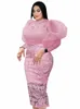 elegant Lace Dres Plus Size 3XL 4XL Lg Lantern Sleeve White Pink Bodyc Vintage Prom Dr Gowns for Ladies Evening Party q7ru#