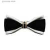 Yay Ties 2020 Erkek Deri Velet Rhinestone Bow Tie Bride damatlar Düğün Moda Bowtie Suit Gömlek Koreli En İyi İngiliz Stil Y240329