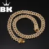 Ny färg 12mm 2 linjer kubanska länkkedjor halsband mode hiphop smycken strass is av halsband för män t2008243253