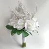 Ramos de boda Ramo de novia blanco Seda Frs Rosas artificiales Boutniere Matrimonio Dama de honor Ramillete Accesorios de boda b0zD #