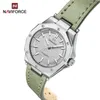 NAVIFORCE Frauen Uhr Top Marke Luxus Klassische Dame Mädchen Armbanduhr Grün Echtes Leder Mode Armband Weiblichen Uhr 5026 240323