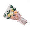 Dekoratif Çiçekler Zarif Yün Tığ işi Ürün Simülasyonu Ölümsüz Camellia Buket Çiçek severler için Mükemmel Hediye