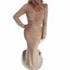 Wasisi Dubai Mermaid Muslim Tassel Luxury Pärled LG Evening Dres Formella klänningar för Woman Party Plus -storlek ELA60707 C6WG#