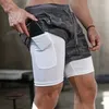 Men's Shorts Sport Cool Sportswear Double-deck Running Summer 2 In 1 Casual Bottoms Fitness Training Jogging Short Pants