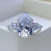 Bagues de cluster 925 Silver Droplet Diamond Poire Bague de fiançailles Bijoux européens et américains pour femmes