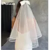 dream White Bow Two Layers Simple Wedding Veils Tulle Short Bridal Veil With Comb Wedding Accories r7pb#