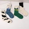 Erkek Çorap Çift Spor Orta Tüp Pamuk Ayak Kemiksiz Nefes Alabilir Baskılı Sokak Giyim Moda Ekibi Günlük