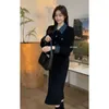 Work Dresses Women's Korean Black Coat Skirt Two Piece Set Large Spring Autumn Style Colorful Contrast Splicing Long And Short