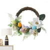 Flores decorativas, corona de Pascua Artificial, huevo, decoración del hogar para puerta, pared, patio, chimeneas, granja