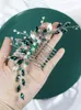 green Rhineste Bridal Hair Comb Crystal Wedding Head Jewelry Bride Hair Accories for Women and Girls Bridesmaid Decor Gifts Z8Ex#