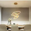 Żyrandole nowoczesne pierścienie LED sufit żyrandol salon domina dekoracja biała czarna lampka wisząca kawa złota oświetlenie wewnętrzne