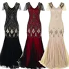 European och amerikansk sexig kväll Dr Femininity Elegant Sequin Dr Gatsby Vintage Dr Plus Size Banquet Party Dres 85q0#