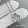 Brand de créateur Glod High Version Van Clover Collier Womens Full Diamond Petals Flower Pendant Lucky Grass Collar Collar