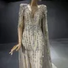 Shar sa Dubai Luxury Crystal LG Cape Sleeves Evening Dr Arabic Women Elegant High Custom Wedding Dr Party Gown SS550 38XK#