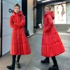 LG Down Cott Coats Women Black Parkas 2023 Nowa zimowa ciepła kurtka żeńska z kapturem z kapitanem katatą gęstwy ciepły płaszcz puffer Z2CH#