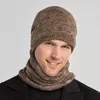 Berets Soft Beanie Neck Wrop Set Gemütliche Wintermütze Schal Gestrickter Plüsch Anti-Rutsch-Dick Beständig Elastisch Radfahren Für Outdoor