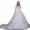 Ashley Carol Elegante abito da sposa per le donne 2024 Lg manica in rilievo Appliques con scollo a V Princ abito da sposa Abiti da sposa 88WI #