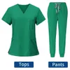 Multicolor Esteticista Laboratório Workwear Cor Sólida Beleza Sal Uniformes de Enfermagem Pet Clinic Scrubs Uniformes Roupas de Trabalho Atacado m43G #