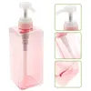 Dispensateur de savon liquide 650 ml bouteille de pompe carrée rechargeable shampooing pour le corps du corps Vis de bocal rose