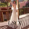 LSYX Boho LG Puff Sleeves Pleats Deep Tiulle V-Neck Tiul Wedding Dr Open Back A-Line Illusi Court Train Bridal Suknia E27L#