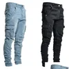 Herren Jeans MTI Pocket Cargo Casual Baumwolle Denim Hosen Mode Bleistift Hosen Seitentaschen Drop Lieferung Bekleidung Kleidung DHYQP