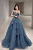 Vestidos de noche de lujo rongkun Lg para mujer 2022 Hada dama de honor Dr mujer azul en capas brillante vestido de fiesta 2023 gótico P9K1 #