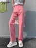Women's Jeans Syiwidii Pink Woman High Waist Straight Y2k Fashion 2024 Vintage Streetwear Denim Pants Wide Leg Mom Boyfriend