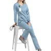 Kvinnors sjuksköterska enhetlig kostym Medicinsk arbetskläder LG SLEEVE V-NECK Solid Wroke Pocket Top Trouser Wokers Set Nurse Accory P6or#