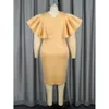 Am040125 Early Spring V-Neck Pleated Ruffle Sleeve High Waisted Skirt Light Mature Style Belt Decorative Dress 839568
