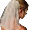 Delikatna ślubna welon ślubna z rhineste/ perłową dziewczynki Bride Welin Krótki tiulowe tiulowe tiary dla kobiet druhny P5SA#
