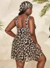 Women's Swimwear Swimdress Plus Size Women Tankini 2024 Leopard Print Sexy One Piece Swimsuit Bikini Beachwear Bathing Suit 5XL Monokini