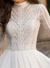 I od Boho o-Neck Wedding Dr Lg Rleeves Lace Applique Illusi Butt Szyff Bridal Gown Długość podłogi Vestidos de novia New H9KF#