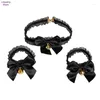 Fontes de festa Kawaii Lolita Bowknot Bell Pingente Renda Gargantilha Colar Declaração Sexy Gola Vestido Meninas Cosplay Jóias Goth Punk