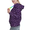 Felpe con cappuccio da donna Stampa animale Primavera Viola Modello leopardo Capispalla Camicia con cappuccio Felpa con cappuccio oversize classica Harajuku unisex