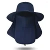 Berets Hanxi Men Women Sun Hat Summer UV Protection Cap SPF مقاوم للماء بوني مناسب لصيد الصيد في حديقة Safari Beach