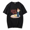 夏のo-neckプラスサイズティーボーイ思考ハウスTシャツ100％コットミュージカルアルバムカバーブレックファーストエッグプリント男性/女性トップm8en＃