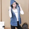 new Spring Summer Casual Hooded Denim Vests Women Oversize Sleevel Jean Jackets Fi Chaleco Mujer Loose Cowboy Waistcoat F9o2#