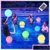 Dekoracja imprezy 40 cm pływająca piłka zdalnie sterowana nadmuchiwana loda LED Light Up Balls nawet basen zabawek Pelotas de Playa con luz ve dhpao