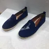 Casual Shoes Tassel Lock Buckle Decor Single Round Toe Cow Suede Flat Loafers Spring Autumn Soft Sole Comfort Walking Unisex