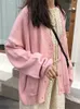 maglioni Donna Cardigan lavorato a maglia con scollo a V Manica Lg Fi Maglia Donna Autunno Elegante Verde Marrone Rosso Bianco Nero Grigio Rosa w4KP #