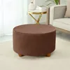 Housses de chaise en velours élastique, pouf rond tout compris, couleur unie, housses de repose-pieds pour chambre à coucher, en élasthanne, repose-pieds extensible