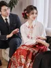 2024 Neuer Hanfu-Anzug im chinesischen Stil für Frauen, kompletter Satz Toast-Kleidung, Gold-Rot, verbesserter Ming-Pferde-Gesichtsrock