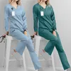 scrubs Medical Uniforms Women 2023 Lg Sleeve V-neck Pocket Care Workers T-shirt Tops Autumn Uniformes De Enfermera Mujer w03N#